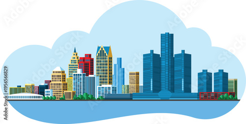 Detroit, Michigan City Skyline