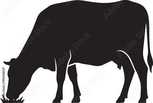 Grazing Farm Cow Animal Village Silhouettes