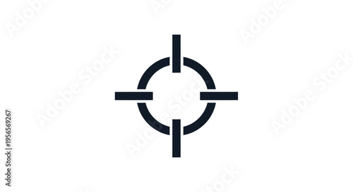 Minimalist Black Target Icon Crosshairs for Aiming and Focus on Isolated White Background