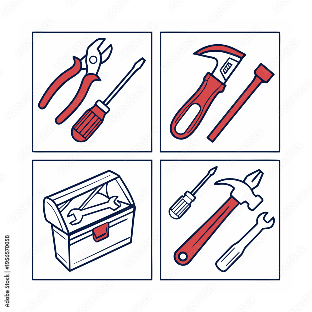 Fototapeta premium Hand Tools and Toolbox for DIY, Repair, and Home Improvement Tasks