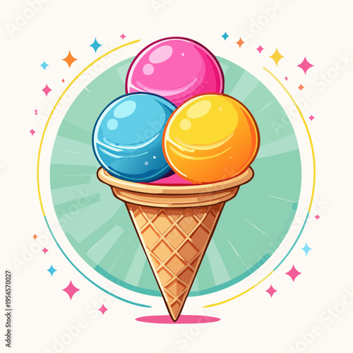 Bunte Eiscreme in Pastellfarben mit sommerlicher Stimmung