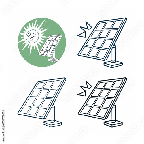 Renewable Solar Energy Panels & Sun Power Illustration