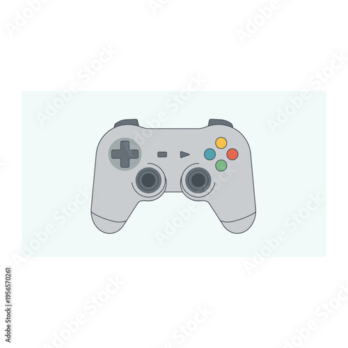 Modern Light Gray Video Game Controller Flat Illustration on Light Blue