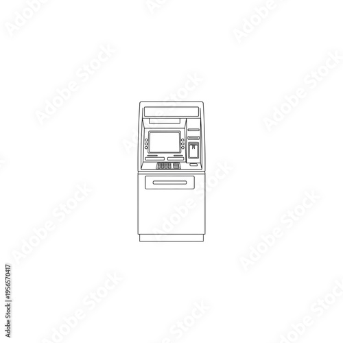 Minimalist Line Art Illustration of an ATM Cash Machine Icon