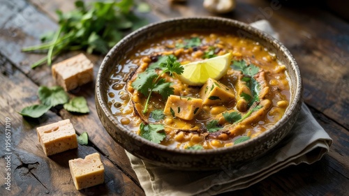 Indian cuisine. 
Kichri with mung beans, rice and Adyghe cheese. Kichri (or Kichari) is a legendary dish of Indian cuisine.