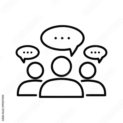 A group of people communicating with speech bubbles