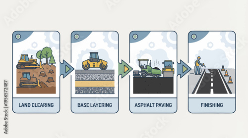 Construction process of road from land clearing to finishing touches p38