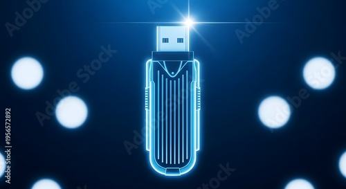 Wallpaper Mural Glowing usb flash drive with bright lights Torontodigital.ca