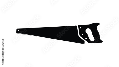 hand saw tool silhouette flat illustration of carpenter cutting equipment isolated on light background woodworking construction concept