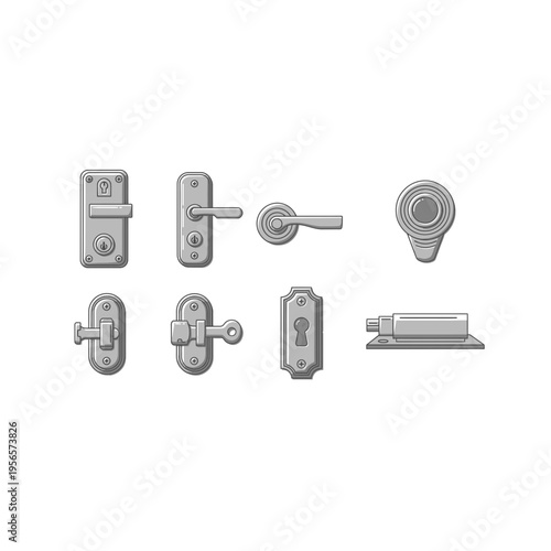 Various Door Handles, Knobs, and Related Hardware Icons