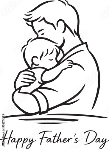 Fathers Day emotional tribute minimal line art vector illustration family love celebration artistic symbolic design