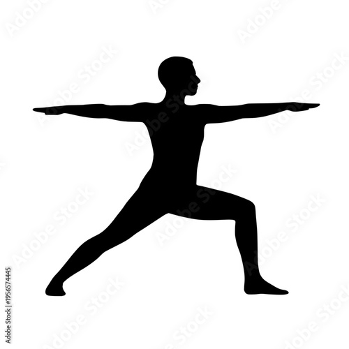 Silhouette of a man in a warrior yoga pose