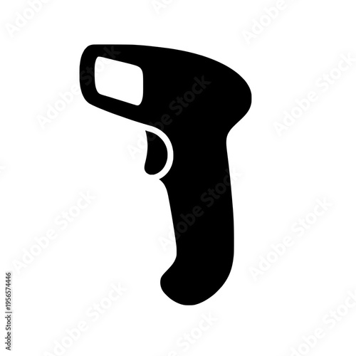 Black silhouette of a digital infrared thermometer gun for temperature measurement purposes