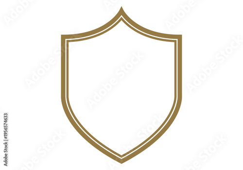 Silueta de contorno de escudo con borde doble dorado