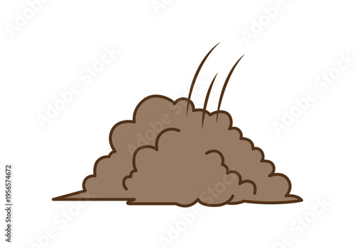 Pequeña acumulación de polvo de tierra marrón con líneas de efecto