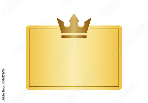 Marco dorado rectangular con una corona real en la parte superior