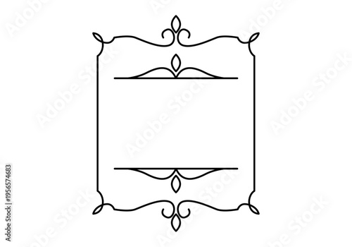 Marco ornamental de líneas finas con detalles de volutas y elementos florales
