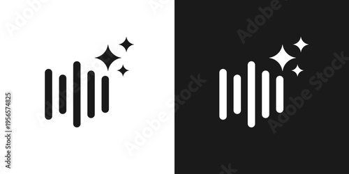 AI Audio Voice Waveform Icon Set, Magic Sound Wave and Speech Enhancement Vector, Minimalist Sparkle Symbol for Generative Voice, Audio Processing, and Podcast UI