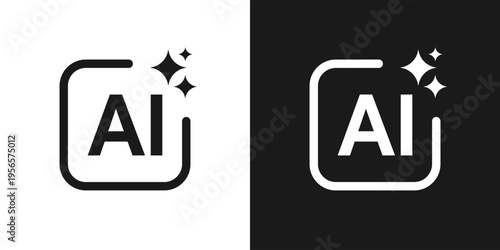 AI Technology Icon Set, Artificial Intelligence Logo Vector, Magic Sparkle Symbol for Generative AI, Smart Assistant, Machine Learning, and Automated Enhancement UI. User interface element for Ai Tool