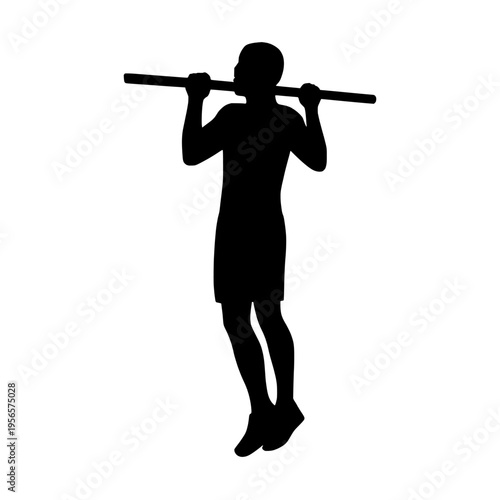 Black silhouette of a person holding a barbell on their shoulders