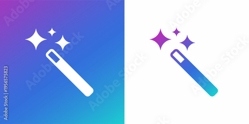 Magic Wand Icon Set with Sparkles for AI Artificial Intelligence, Photo Editing, and Image Enhancement. Modern Gradient Vector Symbol for UI Web Design and App Interface. Generative Ai icons -17.eps