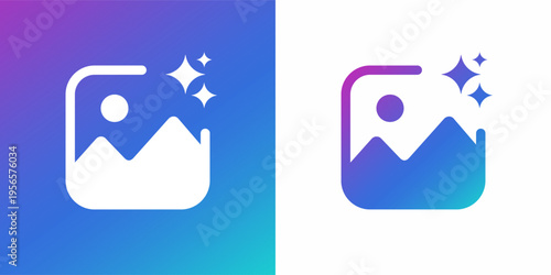 AI Image Generation Icon Vector - Generative AI Text-to-Image Symbol. Glossy colourful text to image logo. -19.eps