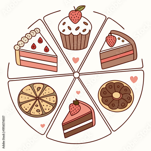 Colorful Assortment Of Desserts And Pastries In Circular Pattern
