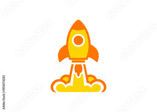 rocket takes off flat icon
Vector flat icon, isolated on white background