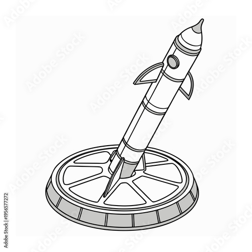 Rocket Mounted on Launch Pad Illustration
