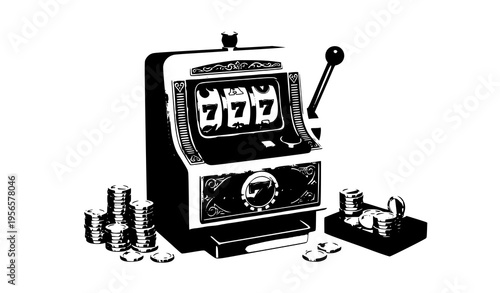 3D realistic casino slot machine vector set jackpot win isolated on white with red black gold colors