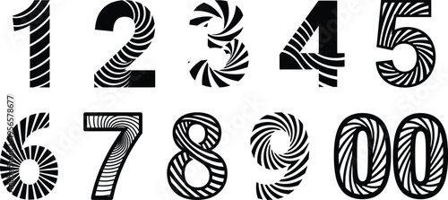 black and white striped numbers illustration