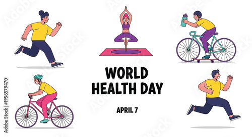People engaging in various fitness activities for world health day