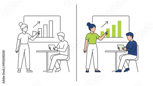Business People Analyzing Graphs in Office