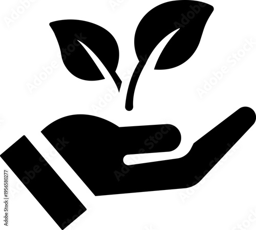 Plant in hand icons set. Hands holding Insurance sign. Leaf, sprout, cultivation, germinating, grow, tree, garden symbol. Hand holding plant flat and line style - stock vector. See . isolated on trans