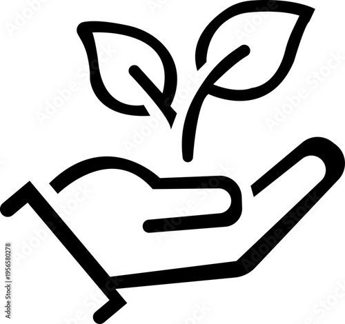 Plant in hand icons set. Hands holding Insurance sign. Leaf, sprout, cultivation, germinating, grow, tree, garden symbol. Hand holding plant flat and line style - stock vector. See . isolated on trans