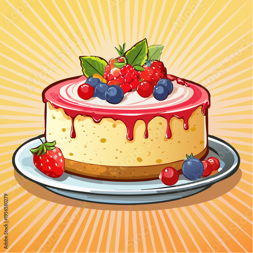 Cremiger Cheesecake mit frischen Beeren und natürlichem Licht