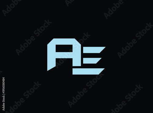 Stylized blue ae monogram logo on transparent background