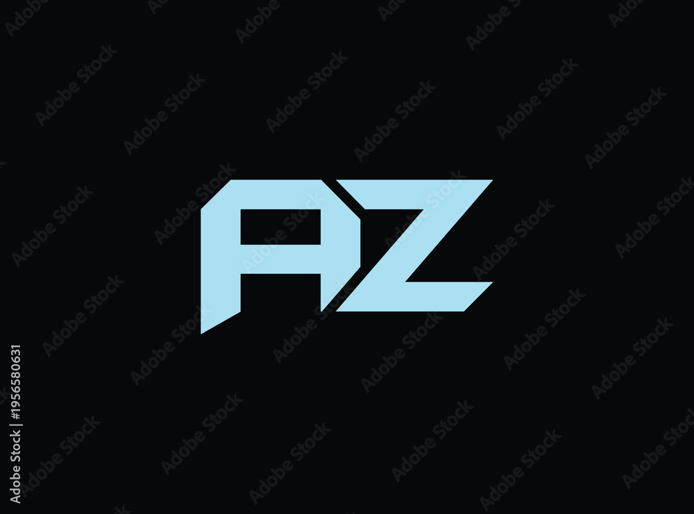 Fototapeta premium Az logo design element with blue color on transparent background