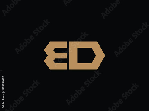 Golden ed initials logo design on transparent background