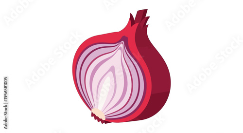 A vibrant illustrative cross section of a red onion displaying concentric layers and a distinct shape silhouette high quality professional detailed modern