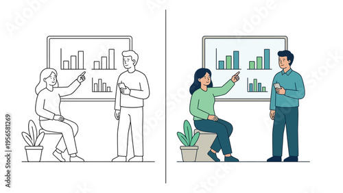Business People Analyzing Data on Graphs in Office