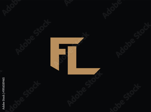 Gold FL monogram logo design element isolated on transparent background