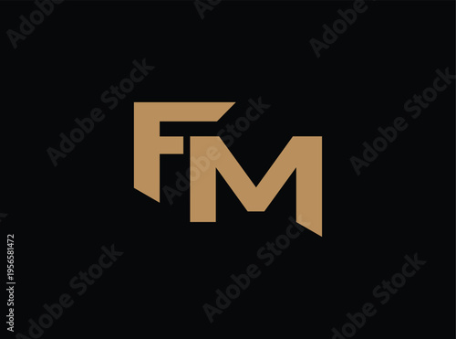 Stylish gold fm logo design on transparent background