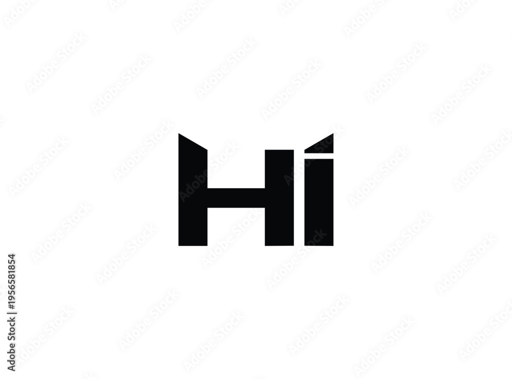 Fototapeta premium Hi text graphic element isolated on transparent background