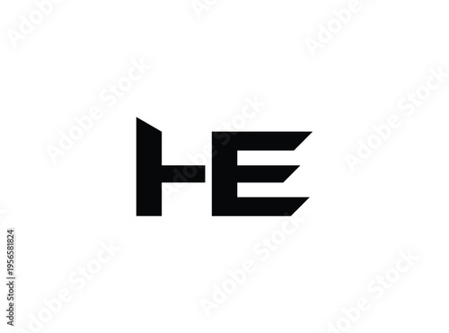 Modern minimalist logo design with abstract he lettering style