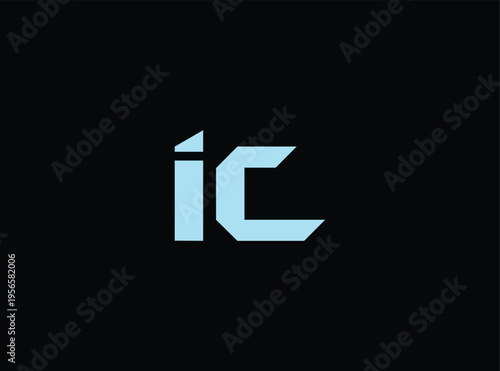 Simple blue ic logo on transparent background for business use
