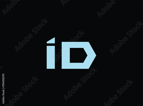Light blue id lettering icon on transparent background