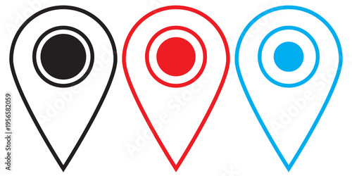 Pin icon set. location icon . destination icon. map pin. location pointer. location pointer. location collection with white background EPS10