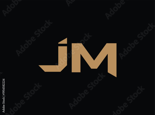 Golden jm logo initials design element isolated on transparent background