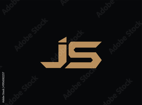 Modern gold js logo design element on transparent background